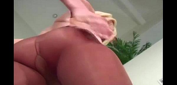  Stocking fetish blonde stripping naked
